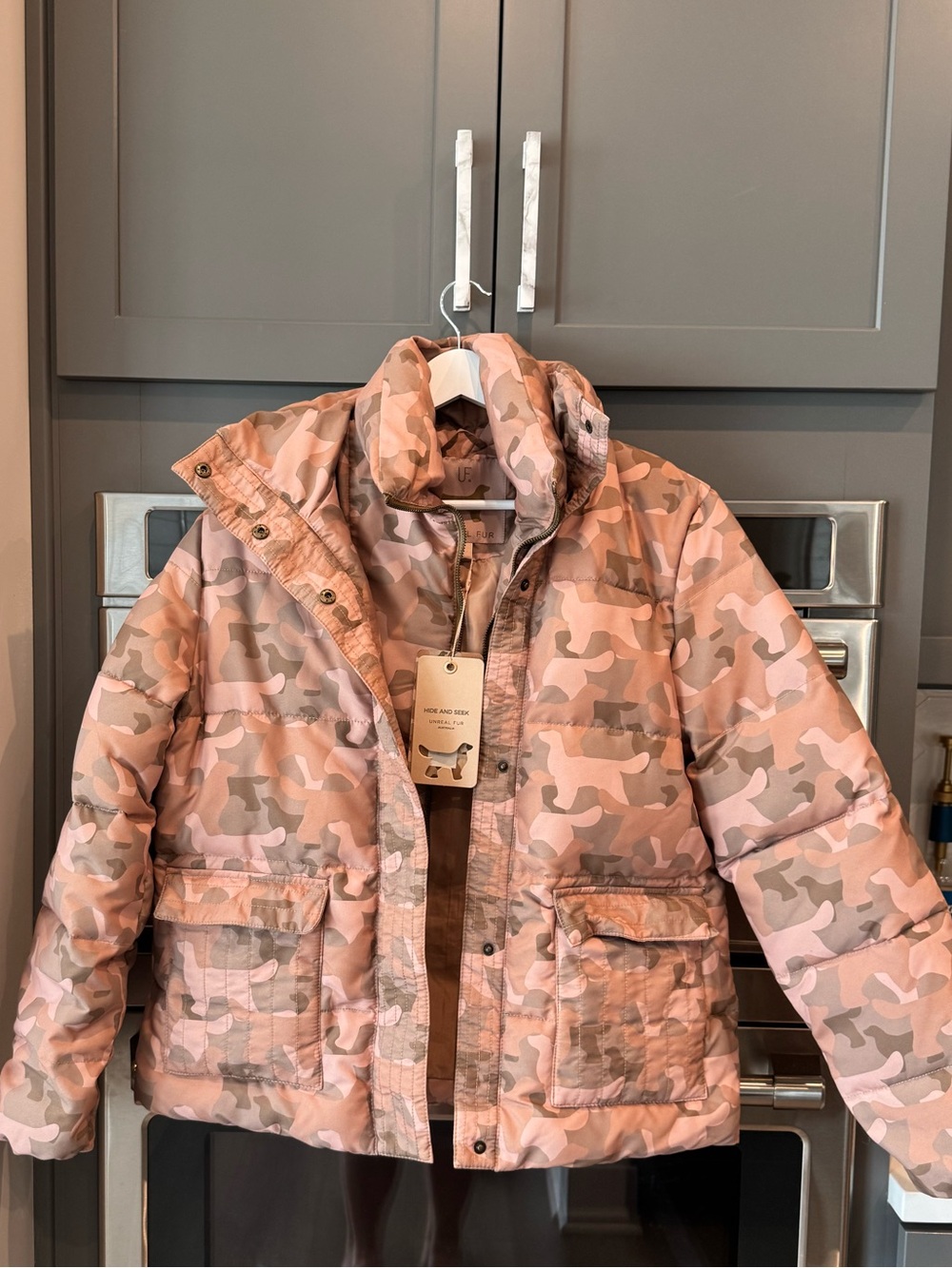 NWT Unreal Fur Camo Puffer Jacket - Insulated Winter Coat